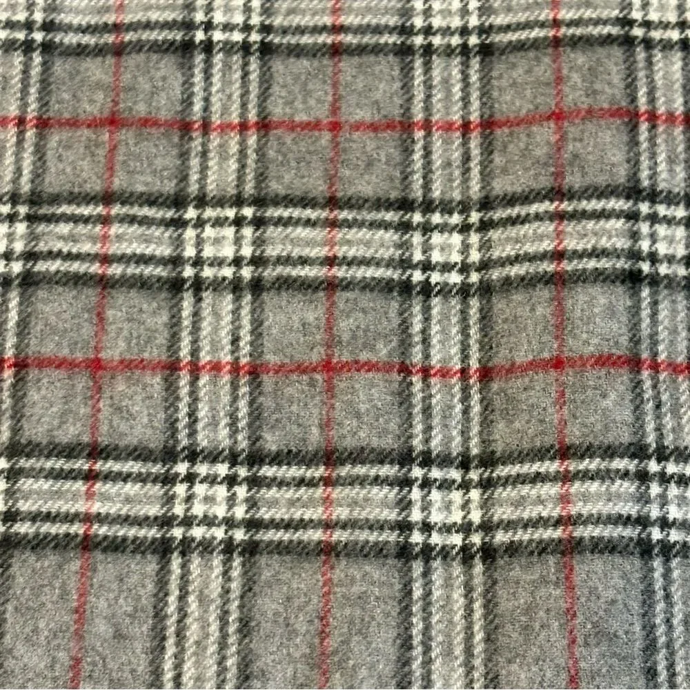 V. FRAAS Cashmink Gray and Red Plaid Winter Scarf